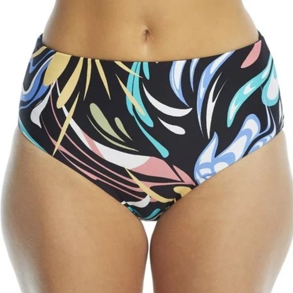 Coco Reef Retro Swirl High-Waist Reversible Bikini Bottom - Picture 1 of 9